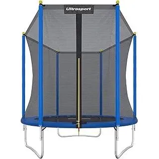 Ultrasport Uni-Jump Trampolin Outdoor Kinder Belastbar bis 150 KG I Komplettset mit Sicherheitsnetz, Randabdeckung & Motagesatz I Bodentrampolin Gartentrampolin, Trampolin 460 cm