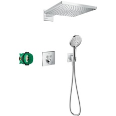 hansgrohe Duschset Raindance E 300 Unterputz (6 in 1), Duschsystem mit Kopfbrause, Duschthermostat, Duschkopf, Duschschlauch inkl. Grundkörper und Halterungen, Chrom