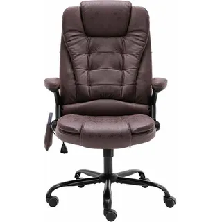 vidaXL Bürostuhl mit Massagefunktion Dunkelbraun Wildleder-Optik - Weiß