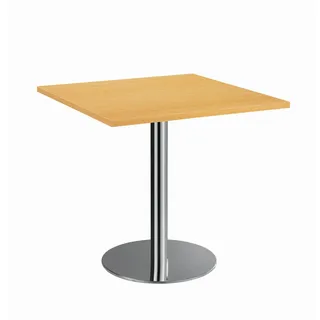 Venda Konferenztisch , Buchefarben, Chromfarben , Metall, Holzwerkstoff , quadratisch , Säule , 80x75.5x80 cm , Fsc, DIN EN ISO 14001, DIN EN ISO 9001 , Büromöbel, Schreibtische, Besprechungstische