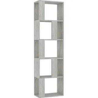 vidaXL Bücherregal mit 5 Fächern 45/24/159 cm aus Holzwerkstoff Betongrau , Grau , Strukturbuche , Rechteckig , 45x159x24 cm , Wohnzimmer, Regale, Bücherregale