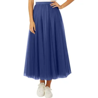 Generisch 2026 Tüllrock Damen A Linie Elastischer Hoher Bund Mesh Saum Prinzessin Langer Rock Einfarbig Röcke Maxiröcke Elegant Swing Unterrock Freizeitrock Hohe Taille Skirt