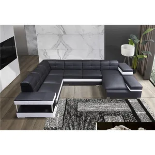 Couchen Sofa Wohnlandschaft U Form Ecksofa Couch Garnitur Polster Big xxl Sofas - Schwarz