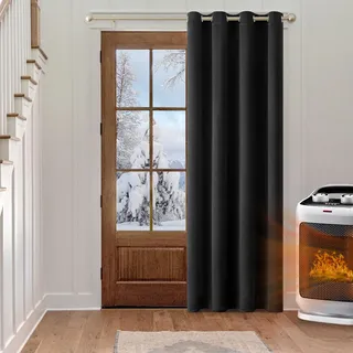 MIULEE Verdunklungsvorhang Schwarz Blickdichte Vorhänge mit Ösen Thermovorhang Hitzeschutz Türvorhang 1 Stück H 245 x B 140 cm Tür Gardinen Abdunkelnde Wohnzimmer Schlafzimmer Blackout Curtain
