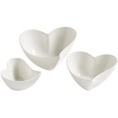 Maxwell & Williams JX57906 Schalenset 3 tlg – Porzellan Weiß – Heart – 3x Herzform in verschiedenen Größen – Geschenkbox