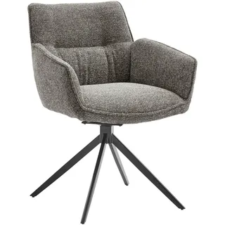 Valdera Armlehnstuhl , Grau, Schwarz , Metall, Textil , Stativgestell , 60x83.5x65 cm , Stoffauswahl, Typenauswahl, Sitzfläche 180° drehbar , Esszimmer, Stühle, Polsterstühle