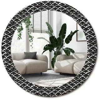 Wallfluent Spiegel Rund Ø 70 cm mit Aufdruck , Glas , 70x70x0.4 cm , Spiegel, Wandspiegel