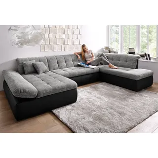 DOMO collection Wohnlandschaft Kunstleder U-Form 3-Sitzer Grau