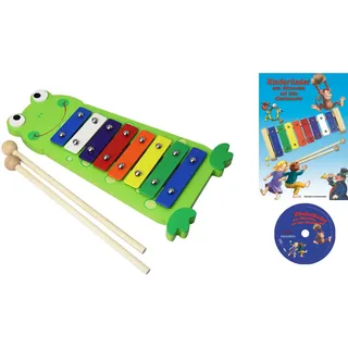 Clifton Spielzeug-Musikinstrument »Metallophon Frosch«, mit 8 Tönen und Kinderlieder CD, Karaoke CD mit Heft, bunt