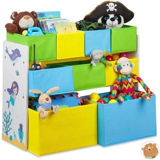 Relaxdays Kinderregal Meer mehrfarbig 82,5 x 29,5 x 66,0 cm