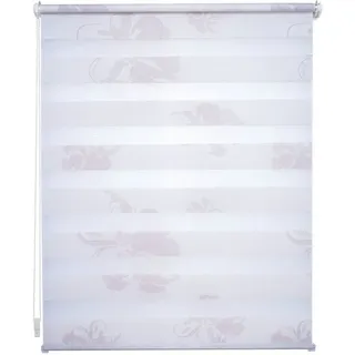 LIEDECO Seitenzugrollo »floral Blumendesign« Lichtschutz Sichtschutz ohne Bohren freihängend Klemmfix-DUO-Rollo, Doppelrollo "Blume", weiß