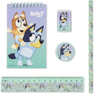 Bluey Disney 5-teiliges Schreibwaren-Set, blau