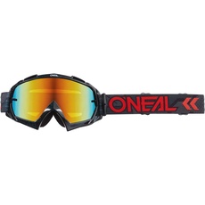 O'NEAL | Fahrrad- & Motocross-Brille | MX MTB DH FR Downhill Freeride | Hochwertige 1,2 mm-3D-Linse für ultimative Klarheit, UV-Schutz | B-10 Goggle Camo V.22 | Schwarz Rot - Rot verspiegelt | OS