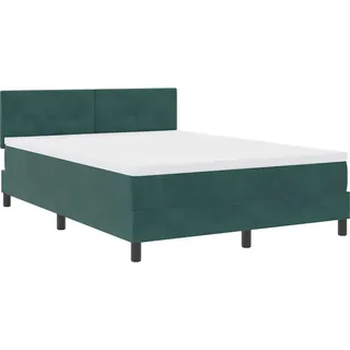 vidaXL LED Boxspringbett mit Kopfteil Dunkelgrün 140 x 190 cm Samt - Grün