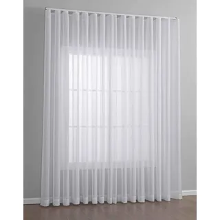 Gardine Voile Batist mit Wellenband »Wien« HxB 245x600 cm Weiß 1:2 Wellenband Bleibandabschluß Knitterarm Wellenfall 2025100