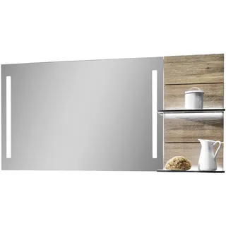 Voglauer Badezimmerspiegel , Eichefarben , Holz, Glas , Wildeiche , furniert, mehrschichtige Massivholzplatte (Tischlerplatte) , 128x64x18 cm , Goldenes M, Made in Austria , Badezimmer, Badezimmerspiegel, Badspiegel