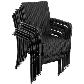 Tectake Rattanstuhl Girona 58 x 67 x 90 cm schwarz 8 St.