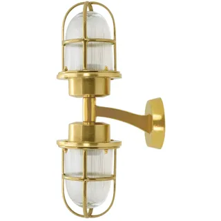 Außenleuchte Wand groß h: 42 cm Messing Glas 2x E27 Lampe Haus Tür Balkon