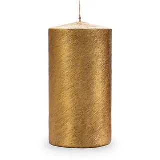 Metallische zerkratzte Kerze Durchmesser 10 cm Höhe 20 cm - Gold