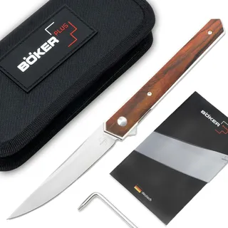Böker Plus PLUS Kwaiken Air Cocobolo - edles Taschenmesser für Damen und Herren - extrem scharfes Einhand-Messer mit VG-10 Klinge 9 cm Braun