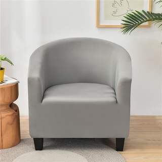 Highdi Sesselschoner Elastisch Sesselüberwurf, Einfarbig Modern Club Chair Stretch Sesselhusse, Universal Sofabezug für Einzelsofa, Clubsessel, Cocktailsessel (Hellgrau)