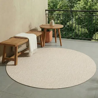 Outdoor Teppich Rund - Costa Beige - Ø 100 cm - Balkon, Garten, Terrasse - FRAAI | Home & Living. - Boho, Klassik, Industrielle, Ländlich, Modern, Skandinavisch - Beige