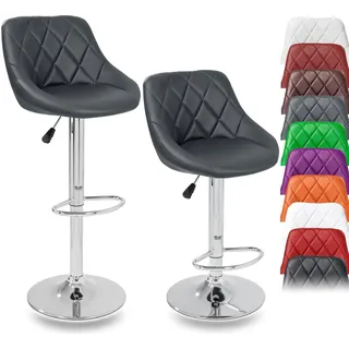 TRESKO 2er Set Barhocker Grau Barstuhl 360° Frei Drehbar Sitzhöhenverstellung 60-80cm - Grau