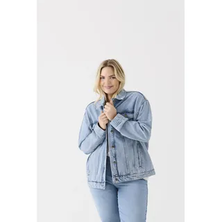 Jeansjacke ONLY CARMAKOMA "CAROCEAN L/S OVERSIZE JKT DNM NOOS", Damen, Gr. 50, blau (light blau denim), Denim/Jeans, Obermaterial: 100% Baumwolle, unifarben, hüftlang, Jacken Jeansjacke