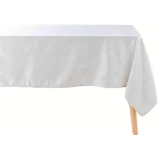 Douceur d ́intérieur Tischdecke Jacquard Flocons 140/300 cm , Weiß , Textil , Heimtextilien, Wohntextilien, Tischwäsche, Tischdecken