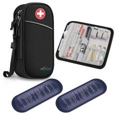 MEDMAX Insulin Kühltasche mit 2 Kühlakkus - Tragbare Diabetikertasche Wasserabweisend Isolierte Medikament Tasche Organizer Kühler Tasche für Insulin Pen und andere Diabetiker Zubehör (Schwarz)