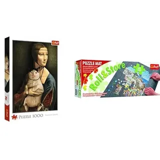 Bundle Trefl - Puzzle Mona Lisa mit Katze 1000 Teile + Puzzlematte, 500-1500 Teile Puzzle Trefl