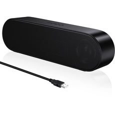 ZETIY PC Lautsprecher, USB Portable Computer Lautsprecher Mini Soundbar mit 3D Surround Stereo für Notebook, PC, Laptop, Desktop - Plug and Play (Black)