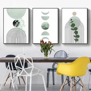 Aesthetic Pflanze Bilder Boho Deko Bilder Moderne Abstrakt Kunst Wandbilder Bohemian Poster Set,Ohne Rahmen (Set-01,50x70cm*3Pcs)