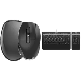 3Dconnexion CadMouse Pro Wireless & Keyboard Pro with Numpad (Tastatur, kabelgebunden, separater Nummernblock, deutsches Layout - QWERTZ), Mattschwarz