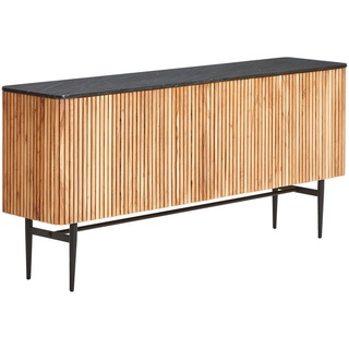 Landscape Sideboard , Schwarz, Akaziefarben , Holz, Metall, Stein , Akazie , vollmassiv , Holz , 1 Fächer , 2 Schubladen , 170x80x40 cm , stehend , Holzmöbel, Kommoden Holz, Sideboards Holz