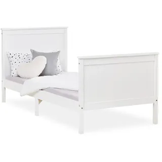 Homestyle4u Jugendbett 90 x 200 cm Kiefer massiv weiß lackiert