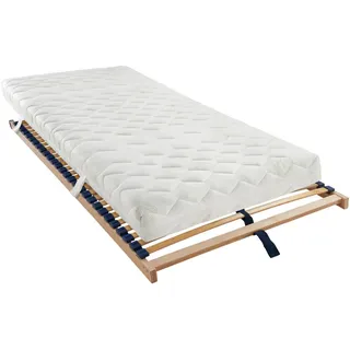 Sleeptex Matratzenset , Holz , 2-teilig , Birke, Buche , H3 , Höhe ca. 16 cm , 90x190 cm , Grüner Punkt, Lga, Textiles Vertrauen - Oeko-Tex®, Hohenstein, Made in Germany , Härtegradauswahl, Bezug abnehmbar/waschbar, Ober- und Unterseite versteppt, wendbar, optimale Belüftung, mit Aloe Vera, Tragegriffe, atmungsaktiv, schadstoffgeprüft, bessere Druckentlastung durch Noppenstruktur,Federholzleisten verleimt, bewegliche Leistenlagerung, Federleisten mit Duokappen, Mittelgurt, individuelle