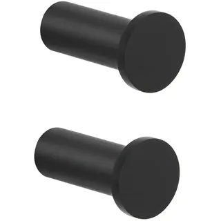 SAYAYO Garderobenhaken Schwarz, Kleiderhaken Wand Haken zum Schrauben Handtuchhaken Edelstahl Wandhaken Garderobe, 2 Stück Kleiderhaken Schwarz für Badezimmer, Küche, Schlafzimmer, EGOY001Y-B-2P