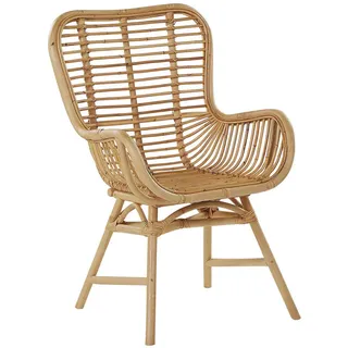 Beliani Rattanstuhl Rattan Beige Togo , Naturmaterialen , 61x96x52 cm , Esszimmer, Stühle, Armlehnstühle