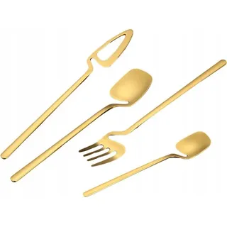 Modernes Edelstahl Besteck Set 32 tlg MATT GOLD Set - Gold