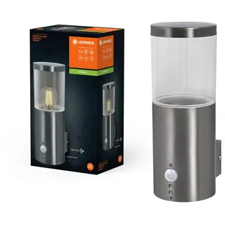 LEDVANCE ENDURA CLASSIC EBRO WALL SEN Außenleuchte, Wandleuchte, Edelstahl, einfache & schnelle Installation, IP44 Schutzklasse, Bewegungsmelder, Tageslichtsensor, flexible Anwendung im Außenbereich