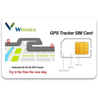 SIM-Karte mit 2G- und 4G-Unterstützung für GPS-Tracker Winnes Tkmars 4G-SIM-Karte Nur Daten, Keine Sprach- und SMS-Funktion, Android- und iOS-App Plug-and-Play (EIN Tag Testversion)