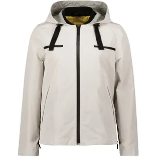 Sommerjacke AMBER & JUNE "Sommerjacke mit Kapuze", Damen, Gr. 34, grau (grau beige), Obermaterial: 100% Polyester PES., Jacken Sommerjacke