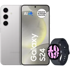 Samsung Galaxy S24 AI Smartphone, Android-Handy ohne Vertrag, 8 GB RAM, 128 GB Speicher, 50-MP-Kamera, Lange Akkulaufzeit, Marble Gray + Galaxy Watch6 Smartwatch, 40mm, Graphite
