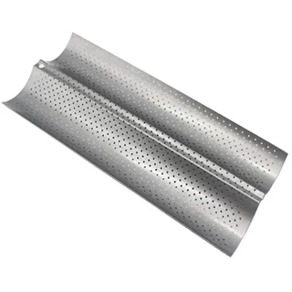 ETiME Baguette Backblech Baguetteform Baguetteblech für 2 Baguettes mit Antihaft Beschichtung für Familie, Restaurant, Bäckerei 38 x16.2x2.4 cm,Silber