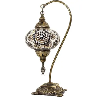 Handgefertigte türkische Tischlampe mit Mosaik in Gelb und Braun, 43 cm hoch, E-14 Fassung, orientalischer Stil