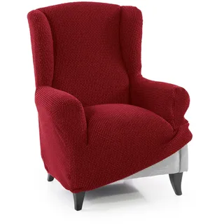 FAVERTI® Super elastischer Sesselbezug für Ohrensessel, 1-Sitzer, 70 bis 100 cm, Modell Novele, Rot, hochwertiger Schutz aus Jacquard-Stoff, Baumwoll-Touch-Oberfläche, Ohrensesselschutz