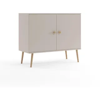 NATURA Kommode 100cm Kaschmir Grau Sideboard Boho Echtholz Buche Soft-Close Lieferung Wohnung - Grau