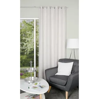 HOME WOHNIDEEN Fertigschal LINORA mit Ösen in Leinenstruktur, Blickdicht, Farbe:Natur, Größe:225 x 140 cm, Anzahl:1x