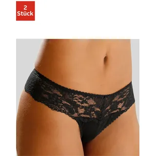 String NUANCE BY LASCANA "mit breitem Spitzenband, als Dessous-Set kombinierbar", Damen, Gr. 32/34, schwarz (2xschwarz), Spitze, Obermaterial: 85% Polyamid, 15% Elasthan, körpernah, Unterhosen String, sexy Dessous, sexy Unterwäsche, Topseller